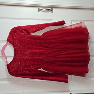 Cat and Jack red tulle dress and a long sleeve shirt.